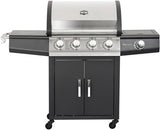 Barbecue à gaz avec 4 brûleurs et 1 réchaud latéral 143x54x115 cm - SMOKY