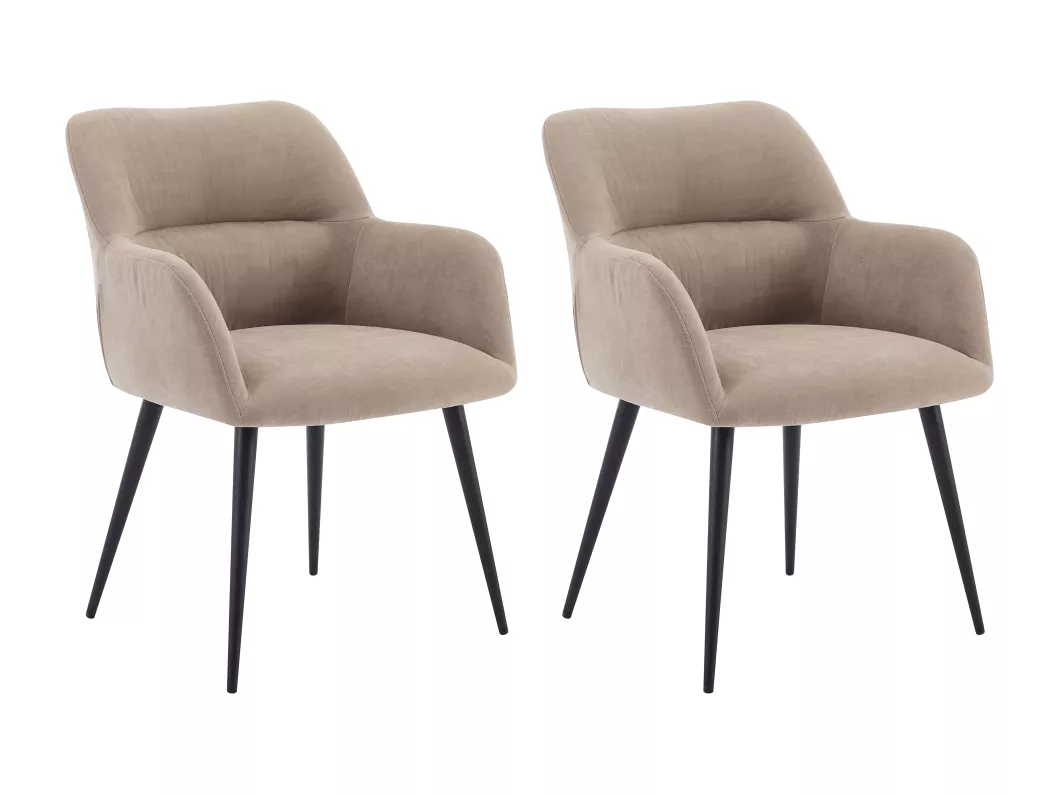 Lot de 2 chaises avec accoudoirs en tissu et métal - Noir - HEKA