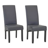 Lot de 2 chaises ROVIGO - Simili gris mat - Pieds bois noir