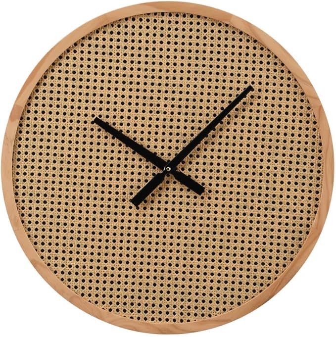 Horloge murale en cannage - D. 60 cm - MDF et bois - Naturel - FIETRA
