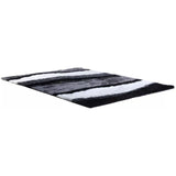 Tapis shaggy à poils longs ECUME - tufté main - Noir et Blanc - 200 x 290 cm