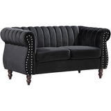 Canapé chesterfield 3 places en velours noir TRUMBO
