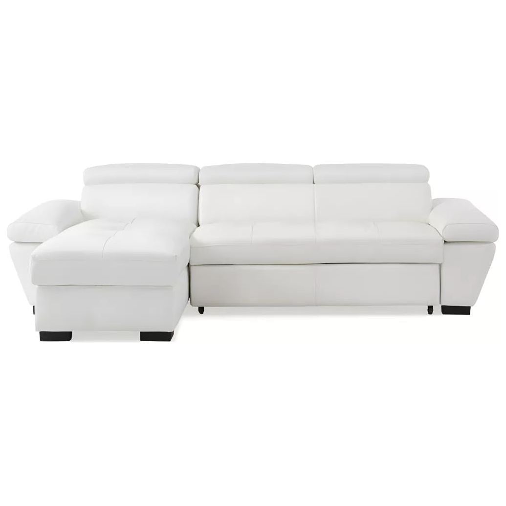 Canapé d'angle convertible en cuir JONOVA - Blanc - Angle gauche