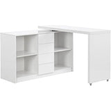 Bureau extensible avec plateau pivotant 360° - MDF - Blanc laqué - PAVELO