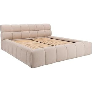 Lit coffre 160 x 200 cm - Tissu - Beige - FORVIK II de Pascal Morabito
