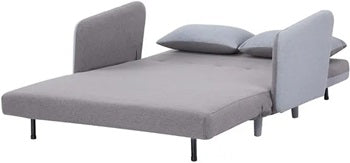 Canapé 2 places convertible en tissu gris avec coussin gris clair CENGIO