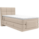 Ensemble complet boxspring tête de lit capitonnée + sommiers relaxation électrique + matelas + surmatelas - 100 x 200 cm - Tissu - Beige - LODI de PALACIO