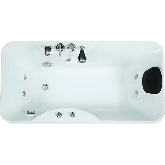 Baignoire balnéo blanche - 1 place - 140L - 150 x 75 x 54,5 cm - Angle gauche - GAVINO
