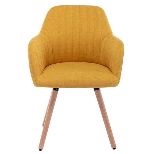 Chaise avec accoudoirs - Tissu et métal effet bois - Jaune - ELEANA