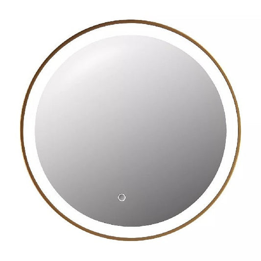 Miroir de salle de bain lumineux rond doré avec Leds - D. 60 cm - NUMEA