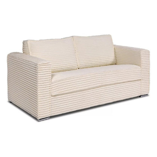 Canapé 3 places convertible express en velours côtelé grosses côtes beige - Couchage 140 cm - Matelas 22