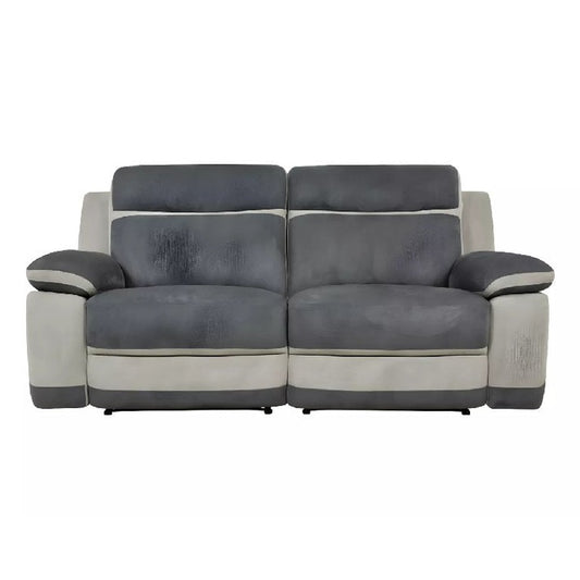 NEUF - Canapé 3 places relax en microfibre anthracite et bandes gris clair TALCA