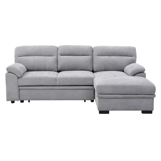 Canapé d'angle gauche convertible en tissu beige ULENIO