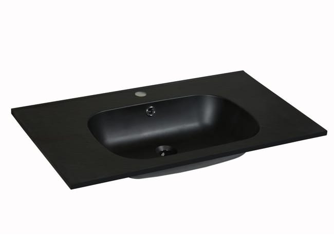 Vasque à encastrer en résine effet pierre - Noir - L80 x l46 cm - OKIWA