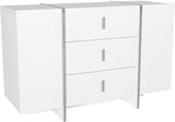 Commode 3 tiroirs et 2 portes - -Blanc CADEBA
