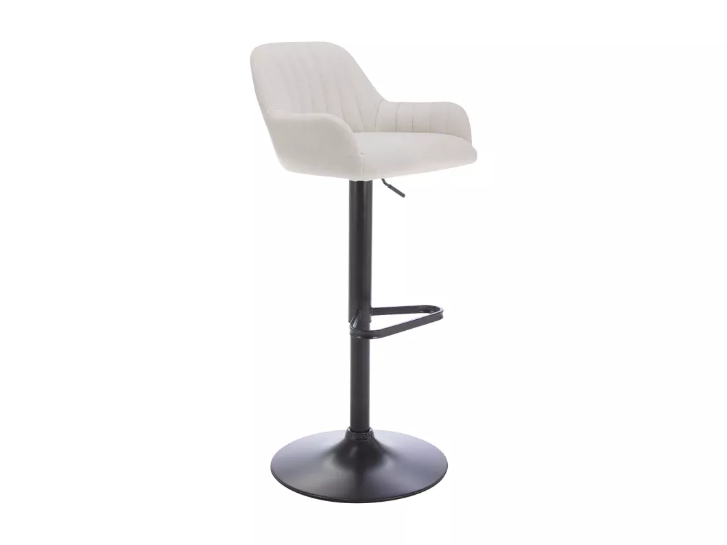 Tabouret de bar en tissu et métal noir - Hauteur ajustable - Crème - ELEANA
