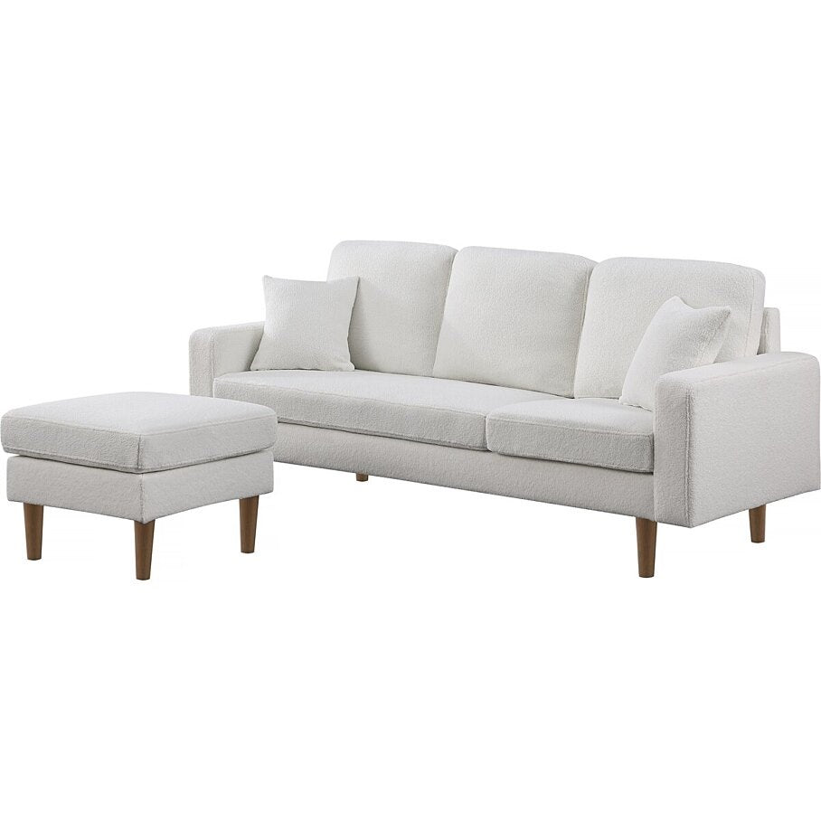 Canapé d'angle réversible en tissu "Gabby" - 3 places - Blanc - Longueur 195cm