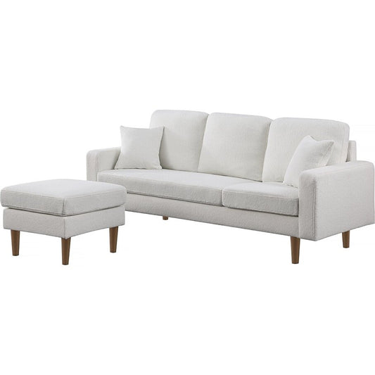Canapé d'angle réversible en tissu "Gabby" - 3 places - Blanc - Longueur 195cm