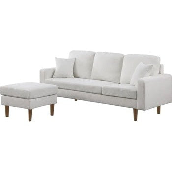 Canapé d'angle réversible en tissu "Gabby" - 3 places - Blanc (2) - Longueur 195cm
