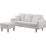 Canapé d'angle réversible en tissu "Gabby" - 3 places - Blanc - Longueur 195cm