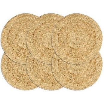 vidaXL Napperons 6 pcs Naturel Plain 38 cm Rond Jute