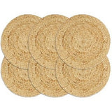 vidaXL Napperons 6 pcs Naturel Plain 38 cm Rond Jute