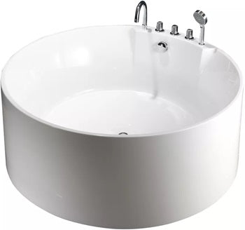 Baignoire îlot ronde LINDA avec robinetterie - 373 L - 150*150*58cm - Blanche