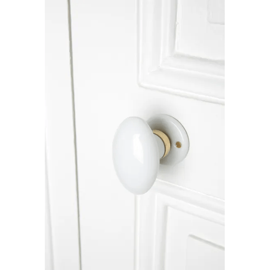 Bouton sur rosace MERIGOUS sans trou porcelaine de limoges blanc/laiton D5