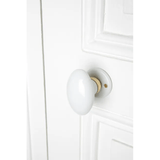 Bouton sur rosace MERIGOUS sans trou porcelaine de limoges blanc/laiton D5