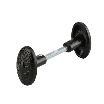2 boutons de porte en fonte, carré 6mm, fourreau adaptateur 7mm, noir THIRARD