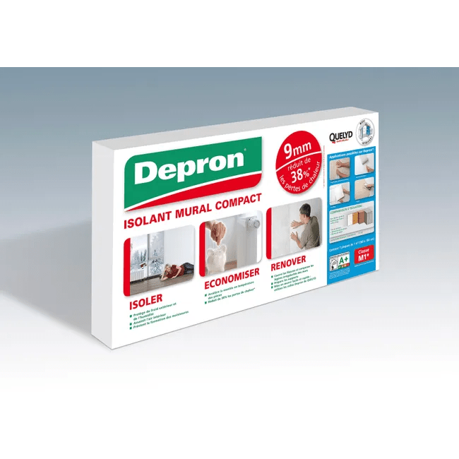 Carton de 7 plaques polystyrène DEPRON mur intérieur Ep.9mm,1x1m