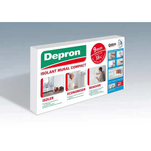 Carton de 7 plaques polystyrène DEPRON mur intérieur Ep.9mm,1x1m