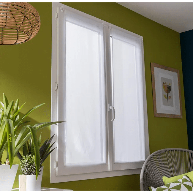 Vitrage tamisant, Leo, blanc H.180 x l.60 cm
