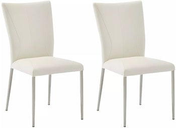 Lot de 2 chaises TALICIA - Simili & acier brossé - Blanc