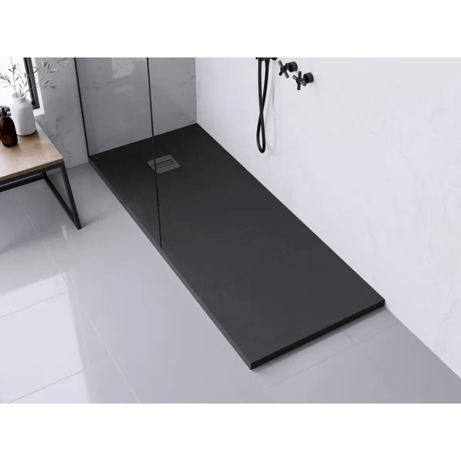 Receveur de douche, résine, noir L.170 x l.70 cm, Remix