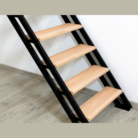 Escalier droit ESCAVARIO noir 4 marches hêtre verni, l.78 cm