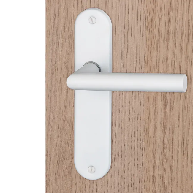 2 poignées sur plaque sans trou Flanelle acier blanc mat, entraxe 165 mm