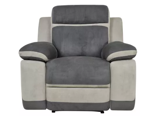 Fauteuil relax en microfibre gris clair et bandes anthracites TALCA