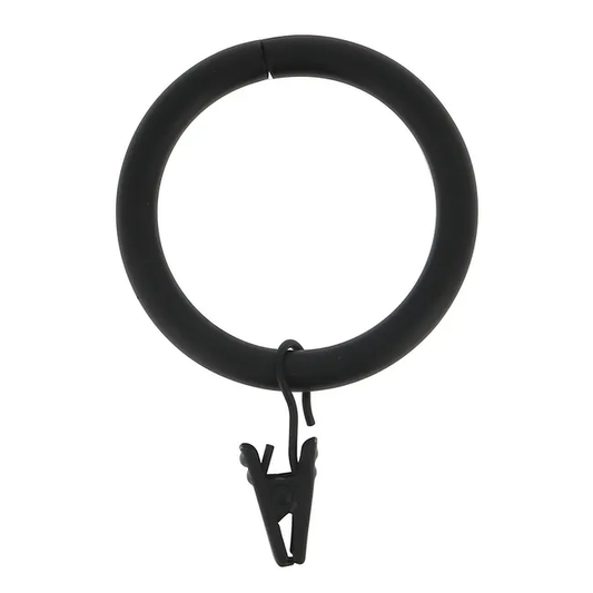 Lot de 10 anneaux et crochets tringle à rideau Atelier 28 mm acier noir mat
