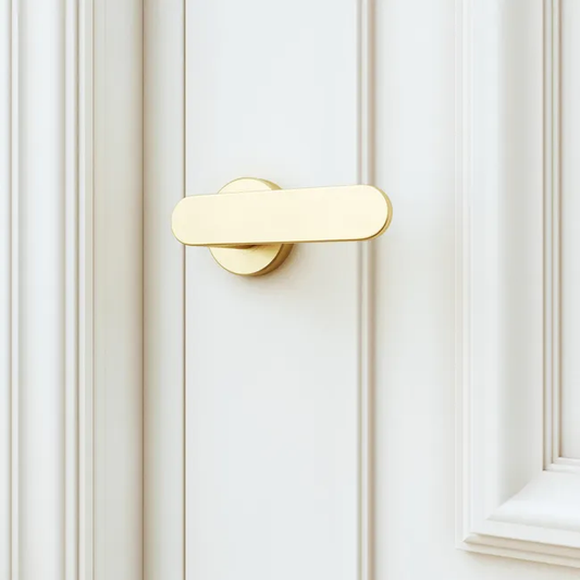 2 poignées sur rosace INSPIRE Java aluminium sans trou laiton brossé A3