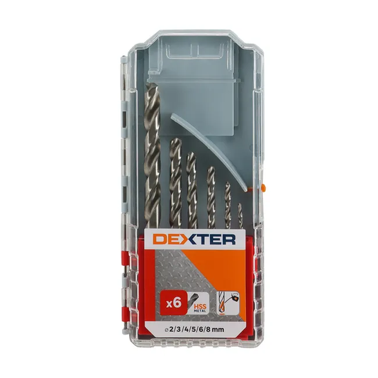 Lot de 6 forets métalliques, Diam.2 à 8 mm, L.49 à 117 mm DEXTER