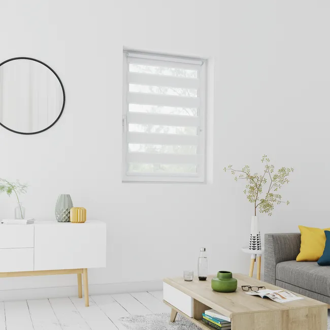 Store enrouleur jour/nuit Rumba blanc, l.90 x H.190 cm, INSPIRE