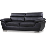 Canapé fixe en cuir reconstitué et PVC "Dallas" - 210 X 88 X 90 cm - 3 places - Noir (2)