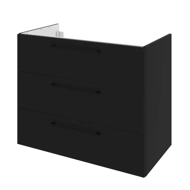 Meuble sous-vasque 3t l.90 x H.73 x P.46 cm noir brillant Remix