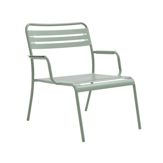 Fauteuil bas de jardin CAFE en métal coloris vert agave - NATERIAL