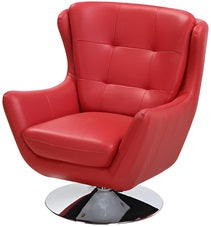 Fauteuil pivotant en cuir ANABA - Rouge