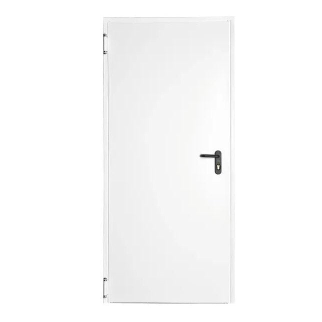 Porte de service coupe feu en acier peint en blanc 210x90 poussant droit