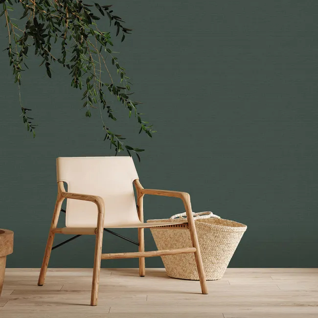 Papier peint intissé Abaca craft vert sapin