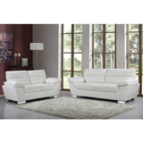 Canapé fixe en cuir reconstitué et PVC " Dallas" - 169 x 88 x 90 cm - 2 places - Gris/Blanc