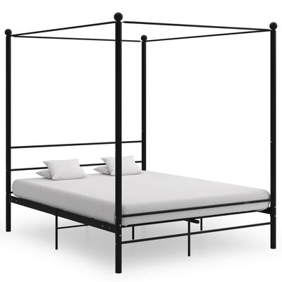 vidaXL Cadre de lit à baldaquin sans matelas noir métal 200x200 cm